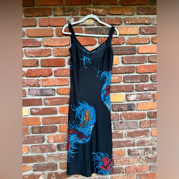 Betsey Johnson Dresses & Skirts - Betsey Johnson Koi Fish Tattoo Franky for Betsey Vintage Bodycon Slip Dress S